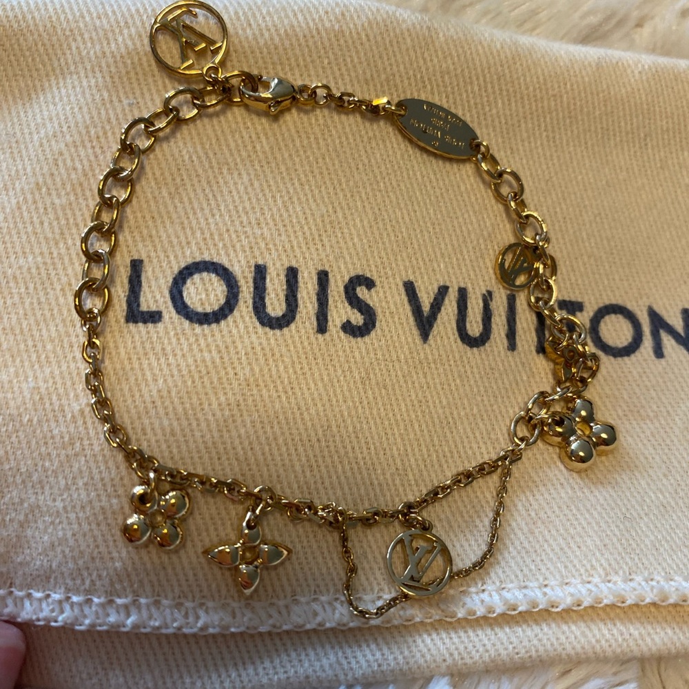 Louis Vuitton Gold Plated Blooming Supple Charm Bracelet barely worn!